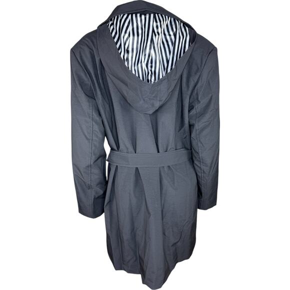 Dennis Basso Regular Water Resistant Trench Coat with Hood Black Large - Picture 7 of 14